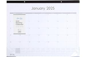 Blue Sky 2025 Monthly Desk Pad Calendar, January 2025 - December 2025, 22" x 17", Trim Tape Binding, Two-Hole Punched, Ruled Daily Blocks, For Office And Classroom, Enterprise