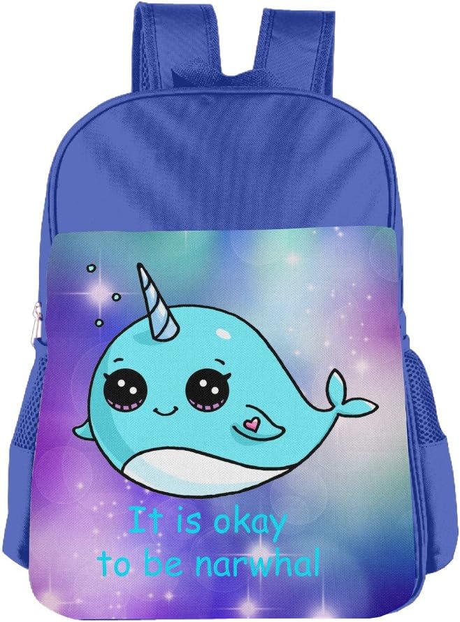 It Is Okay To Be Narwhal Girls Boys School Backpack Bag School Bags RoyalBlue For Teen