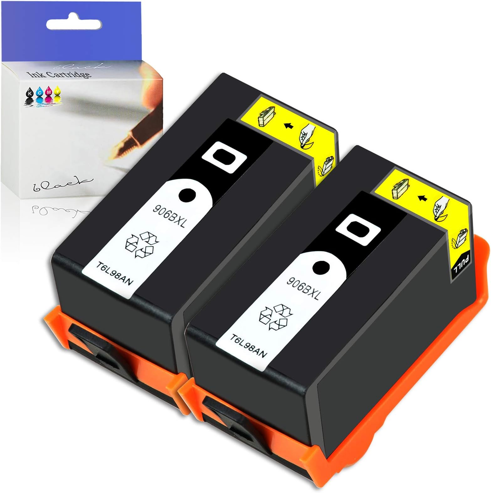 KCMYTONER Remanufactured High Capacity Ink Cartridge Compatible for HP 906 XL 906XL T6L98AN OfficeJet Pro 6960 6968 6970 6974 6975 6978 All-in-One Printer (Black,2 Pack)