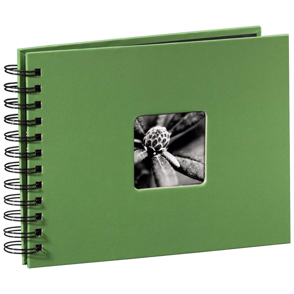Hama Fine Art Photo Album, 50 Black Pages (25 Sheets), Spiral Bound Album 24 X 17 Cm, With Cut-out Window, Apple Green