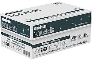 BOISE POLARIS Premium Laser Paper, 8.5" x 11" Letter, 98 Bright White, 28 lb, 6 Ream Carton (3,000 Sheets)