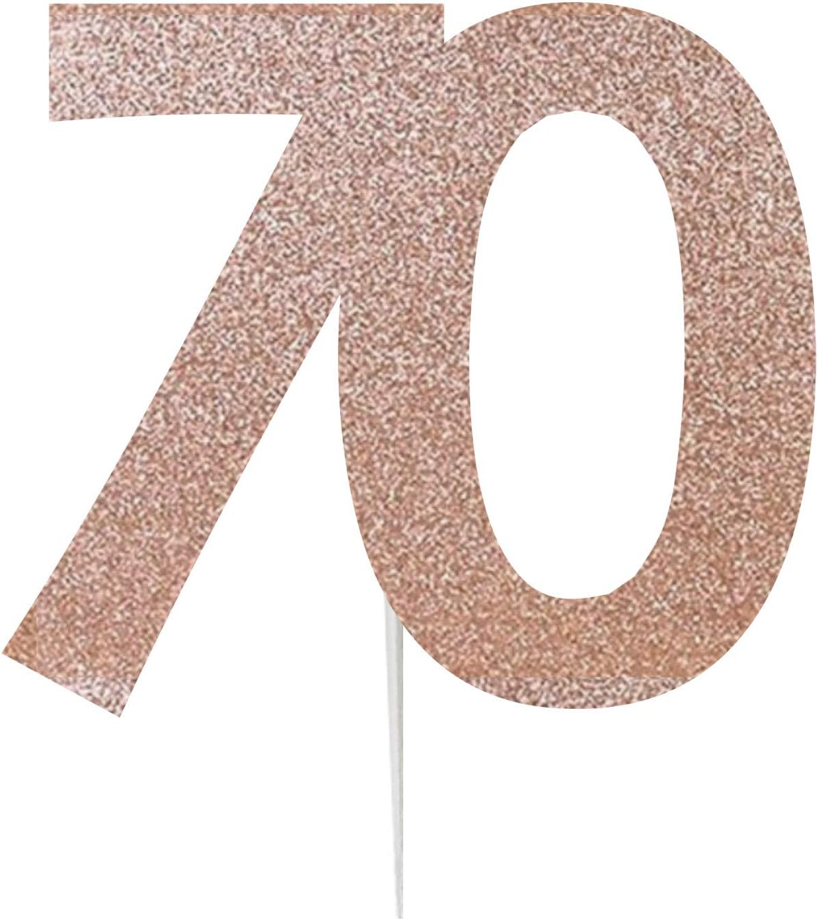 LissieLou 70th Birthday Cake Topper Made in the UK Glitter Card Rose Gold