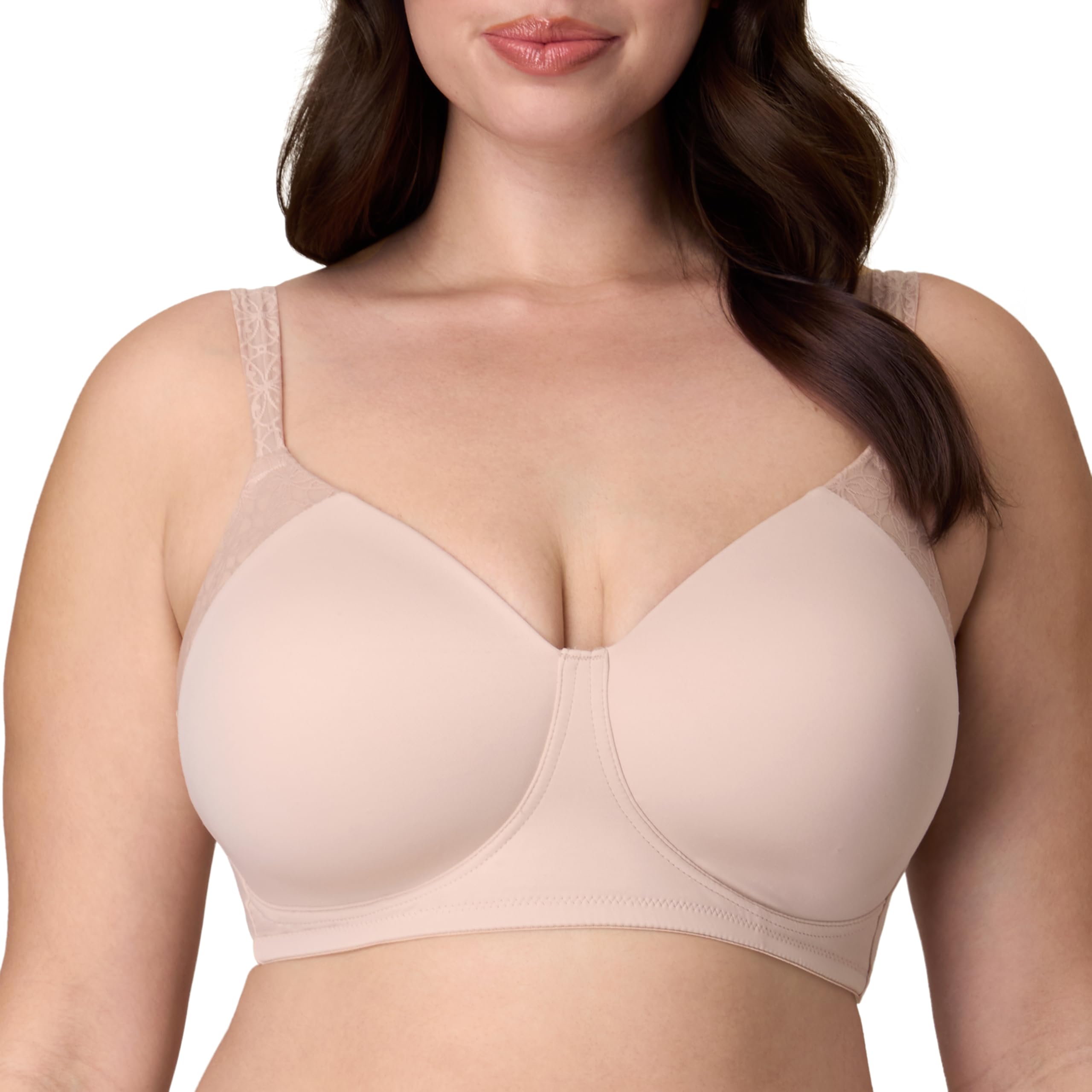 Photo 1 of Playtex Women's Smoothing Wireless, T-Shirt Plus Size Bras Available, Full Coverage, 4-Way Support, Almond
