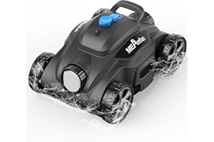 MEANFUN 2024 Upgraded Robotic Vacuum Cleaner for Inground Pool, MAX Last 110 Mins & Clean 1076 Sq. Ft for Above Ground and Inground Pool Robot - 5800mah Automatic Parking Pools Cleaning Tools Grey