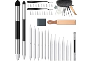 AmazingSpark 40 Pcs Blending Stumps for Drawing Set Sketch Drawing Tools Accessories with Sandpaper Pencil Sharpener Extension Tool Erasers, Sponge Replacement Heads & Felt Bag for Charcoal Sketch