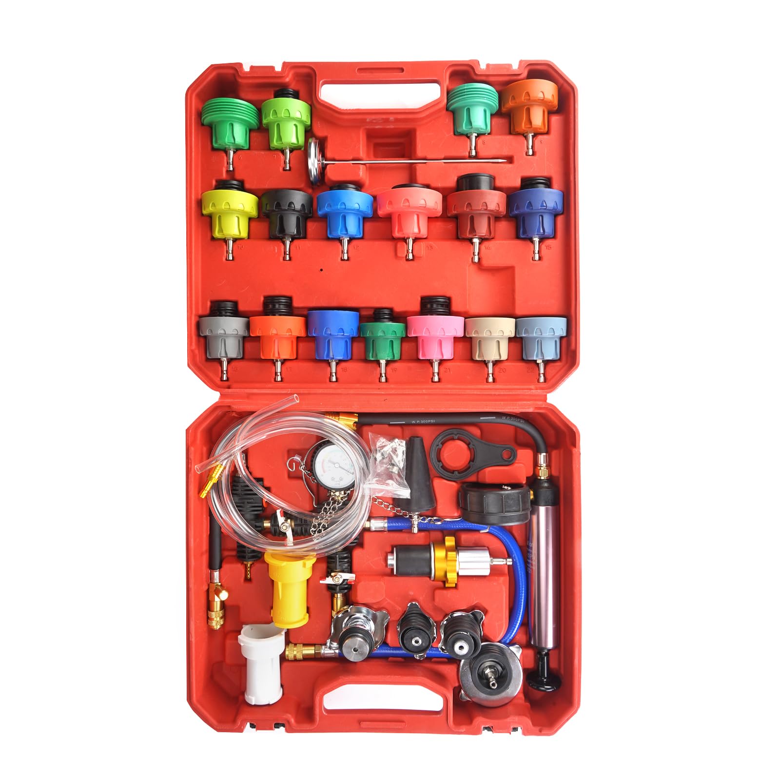 Photo 1 of HZAUTOS 34pcs Coolant Vacuum Refill Kit with 25 Radiator Adapters, Coolant Pressure Tester Kit, Radiator Cooling System Pressure and Vacuum Purge Refill Tool