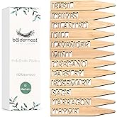 Boldernest Bamboo Herb Markers - Set of 12 Beautiful Garden Labels - Sturdy Outdoor Garden or Potted Herb Markers