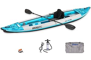 Sea Eagle 385FT Redesigned Fasttrack Inflatable Kayak 12'8" 2 Person Touring Kayak, Attached Rigid High-Pressure V-Bottom, Smoother Paddling Experience-Light Weight