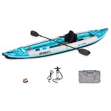 Sea Eagle 385FT Redesigned Fasttrack Inflatable Kayak 12'8" 2 Person Touring Kayak, Attached Rigid High-Pressure V-Bottom, Smoother Paddling Experience-Light Weight (385FT Fasttrack Pro Solo)