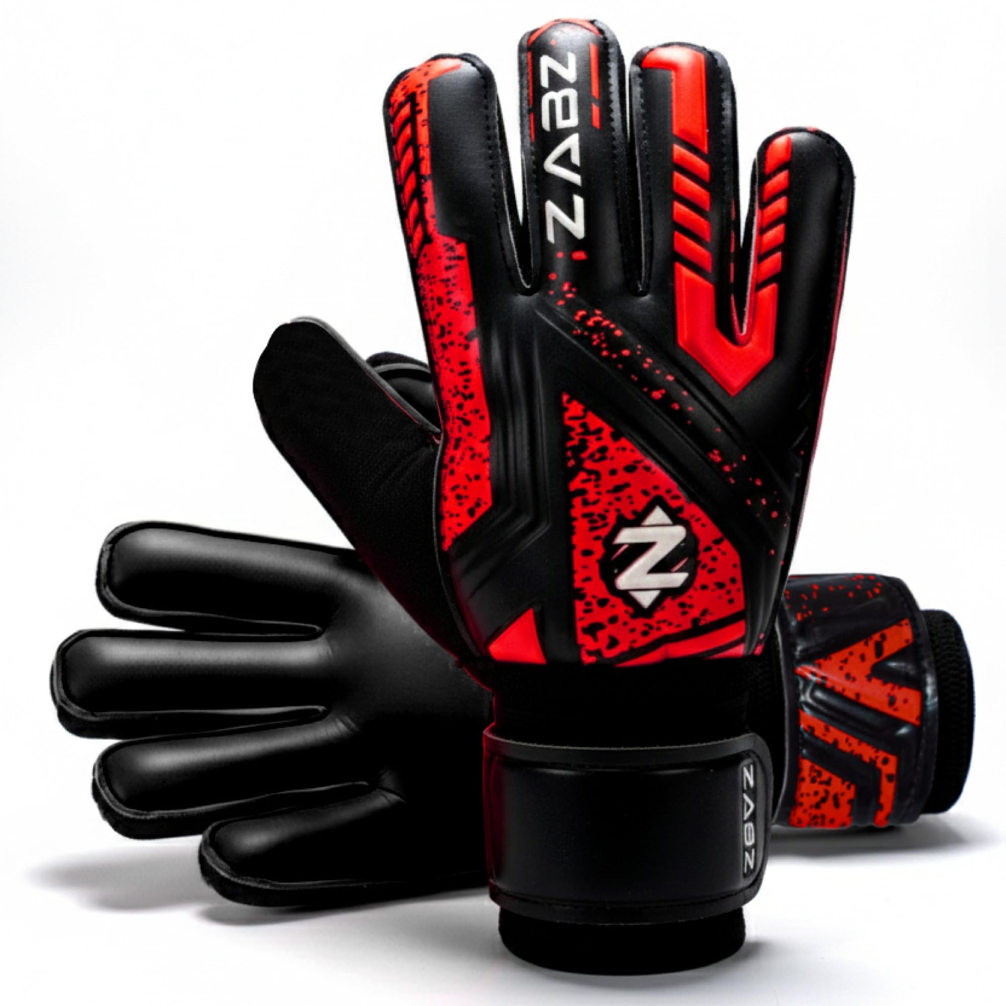 ZABZ Goalkeeper Gloves Non-slip Latex Material Soccer Goalie Football Goalkeeping Gloves Wrist Protection For Kids Youth and Adults (Red, Size 2 suitable for 4 to 5 years old)