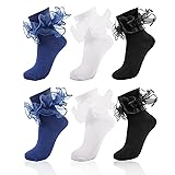 MKYSZLT Big Ruffle Socks for Women Double Lace