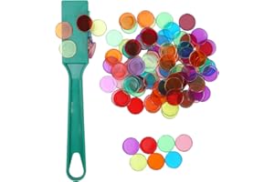 TCHENSWZ Magnetic Bingo Wand with Metal Ringed Chips for Counting School/Game Chips Plastic Markers Education Tool for Students,Green(1 Pack)