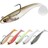 TRUSCEND Shadtale Easy Catch Soft Fishing Lures with BKK Hooks - Trembly Sinking and Vibrating Swim for More Bites, Pre-Rigged Swimbaits for Bass, Trout, Crappie, Walleye, Freshwater Saltwater Fishing