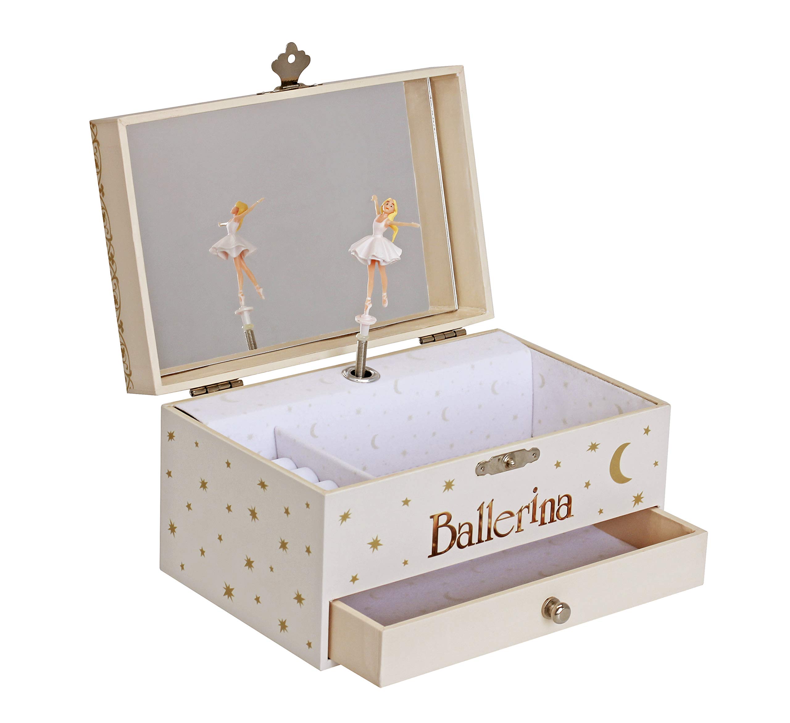 Trousselier Ballerina the Film – Musical Jewellery Box for Young Girls – Glow in the Dark – Music Swan Lake – Ivory Colour, S60111