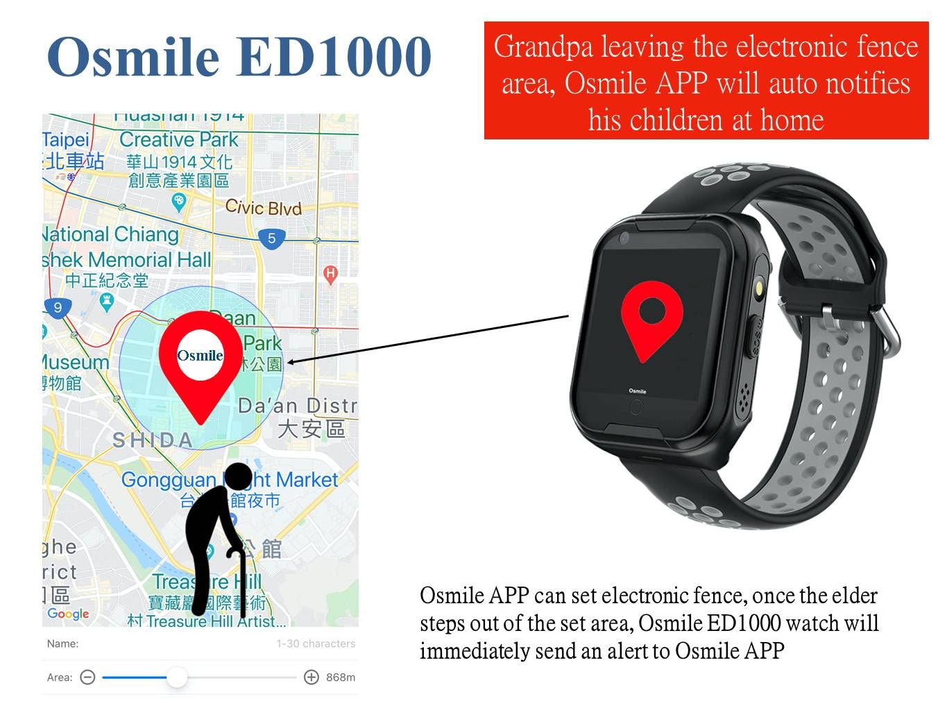 Osmile ED1000 GPS Anti-Lost Tracker for Dementia, Alzheimer & Autism Patients (GPS Watch for Elderly & Kid with SOS Call, Tracking & GeoFence Function)