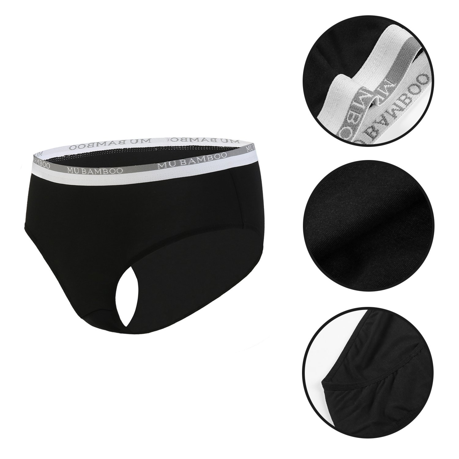 MU BAMBOO Women\'s Underwear Bikini Panties Soft Sexy Cotton Hipster Panty Briefs Black XL