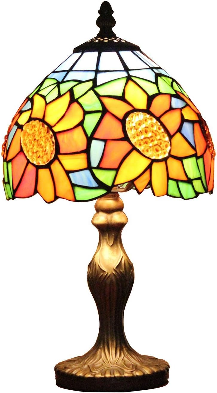 Gweat Modern Minimalist Pastoral Sunflower 8-inch Tiffany Table Lamp Stained glass Bedside Lamp