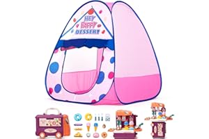 Heypappy Kids Play Tent, Pop Up Play Tent Dessert Theme with Complete Toy Set, Play Toys Play Set for Kids Indoor Outdoor Pretend Play