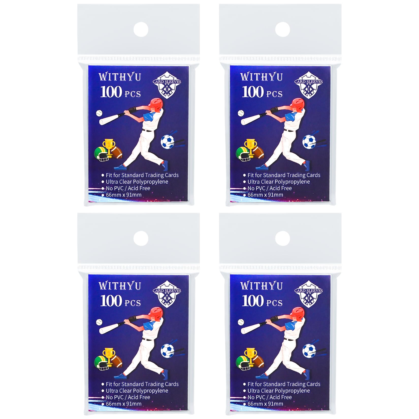 400 Pcs Soft Trading Card Sleeves, Top Loading Penny Card Sleeves for Standard Cards 2.5" X 3.5"，Ultra-Clear Card Protector for Game Cards, Football,Sports Cards,Mini Photos