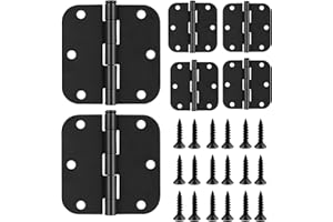 Matte Black Door Hinges,3 Pack Exterior Hinges Doors,3.5x3.5 Inch Black Hinge for Interior Doors 5/8" Rounded Radius Corners 