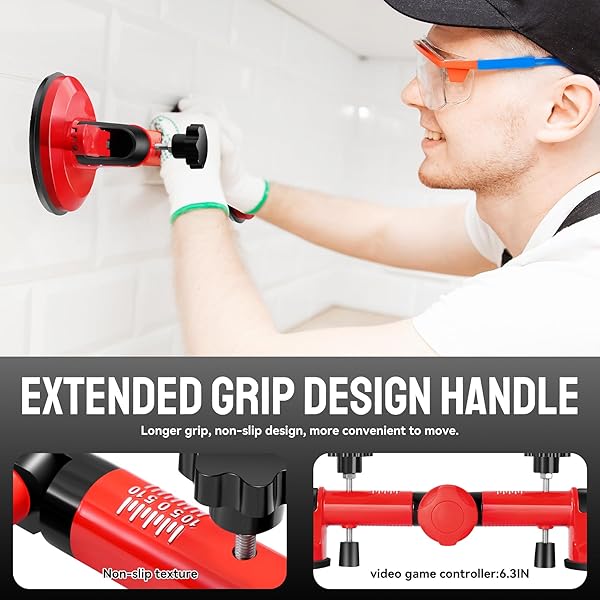 SHIJING 2PCS GRANITE SEAM SETTER, 90°- 270° ANGLE ADJUSTMENT,GLASS SUCTION CUPS, HANDLE GLASS HOLDER TOOL FOR LIFT LARGE GLASS/FLOOR GAP FIXER/TILE LIFTER MIRROR/WINDSHIELD REMOVAL & INSTALL TOOL