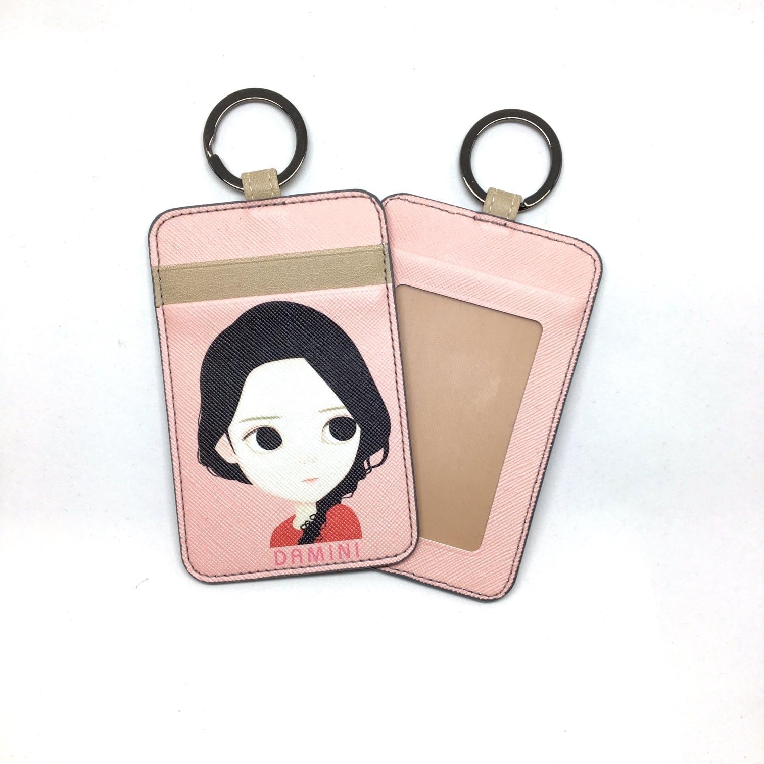 DAMINI Character Neck Card Wallet, Korean Artworks, Pink Braid, Made in Korea