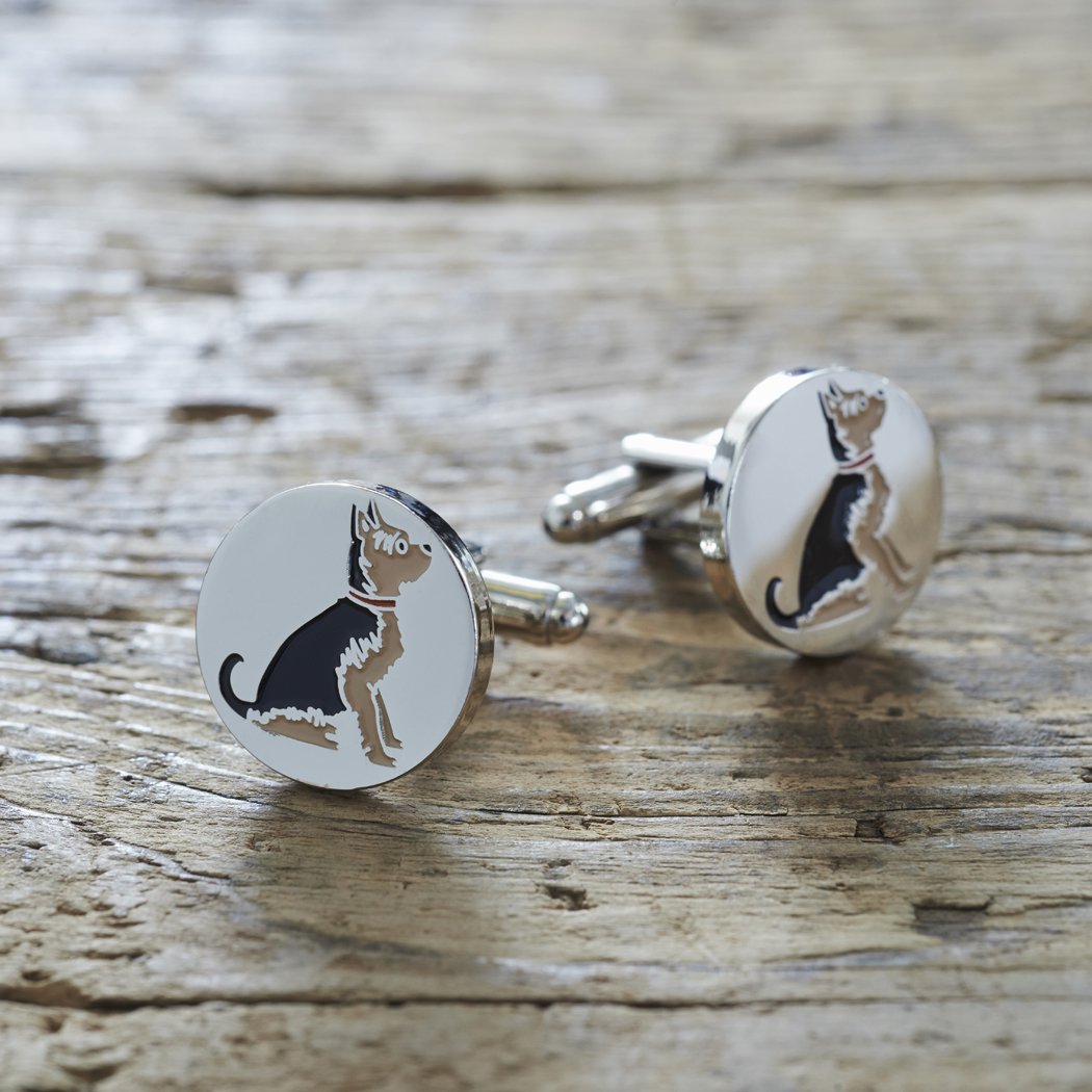 Sweet William Yorkshire Terrier Cufflinks | Silver plated Men Cufflinks | Dog Cuff links for Terrier or any dog lover | 18mm x 3mm
