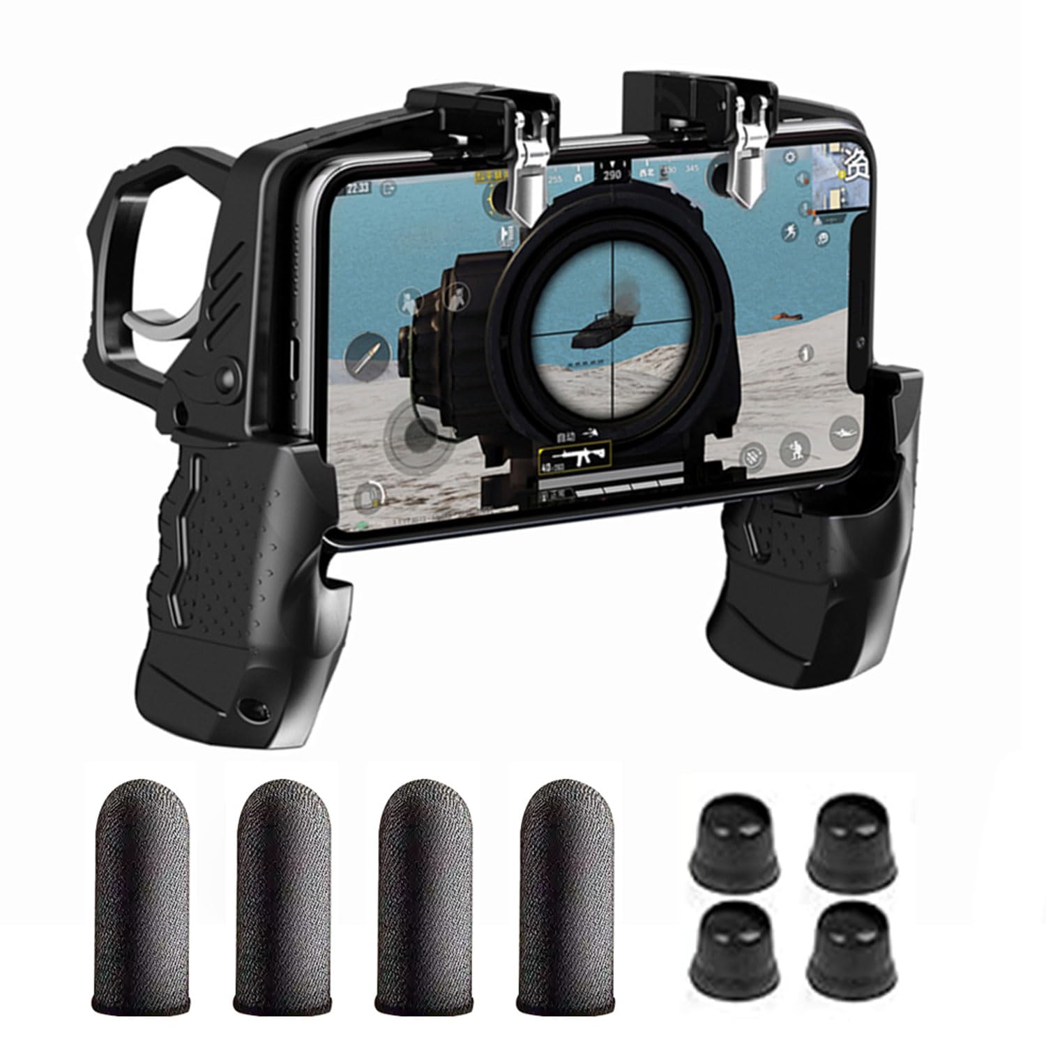 GOFOYO K21 Mobile Game Controller for PUBG/Call of Duty/Fortnite,aim Trigger Fire Buttons L1R1 Shooter Sensitive Joystick,Gamepad for 4.7-6.5 inch iPhone & Android Phone