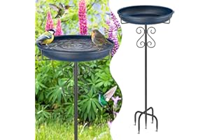TUSPEU Metal Bird Bath for Outside,Bird Baths Feeder Bowl with 5 Prongs Base Stake,Freestanding BirdBaths for Outdoors Garden