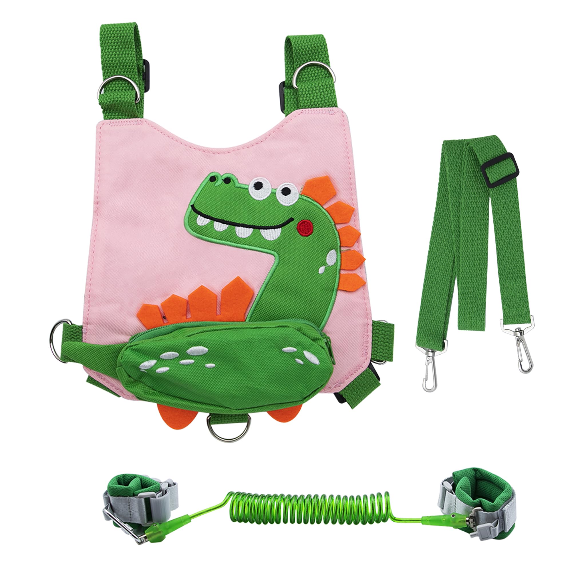 Baby Reins for Walking Toddler Safety Harness with Reins Baby Walking Leash Child Backpack with Wrist Link Anti-Lost Strap for Toddler Boys & Girls-Pink