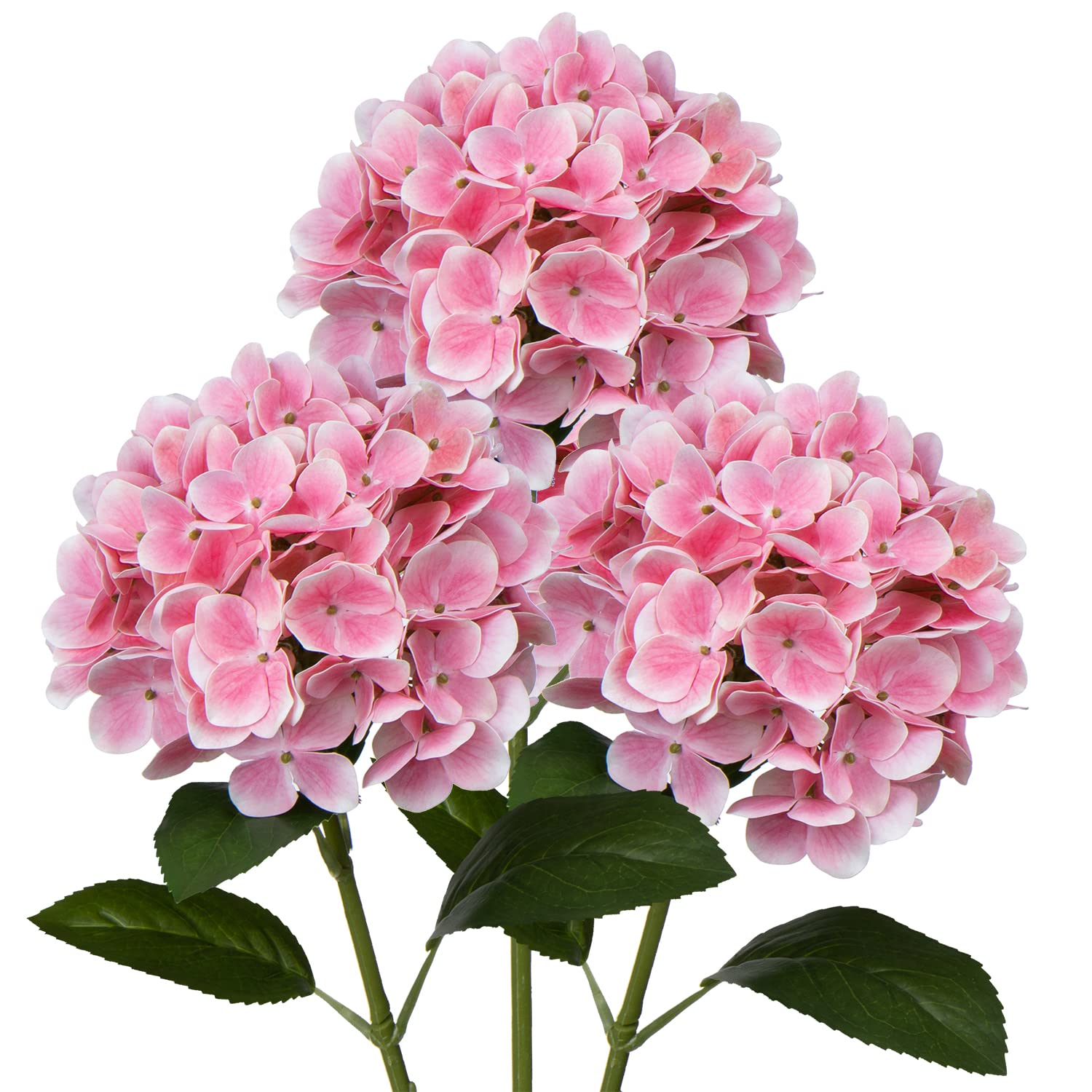 Oairse 3PCS Hydrangea Artificial Flowers Decorative Pink Fake Flowers with 63cm Long Stem Real Touch Silk Hydrangea for Home Hotel Office Wedding Bridal Decorations Floral Arrangements