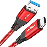 LDLrui USB C Data Cable 10Gbps, 6ft, 1-Pack, Red, Braided | USB C to USB A Data Transfer, Type C 3A Fast Charging Cord, iPhone 17/16 Series, Samsung Galaxy S25, Android Auto, Carplay