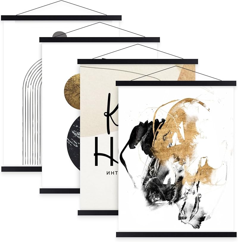 Benjia 4 Pack A4 Poster Frame Frames Magnetic Light Wood Hanger Kit 21 cm