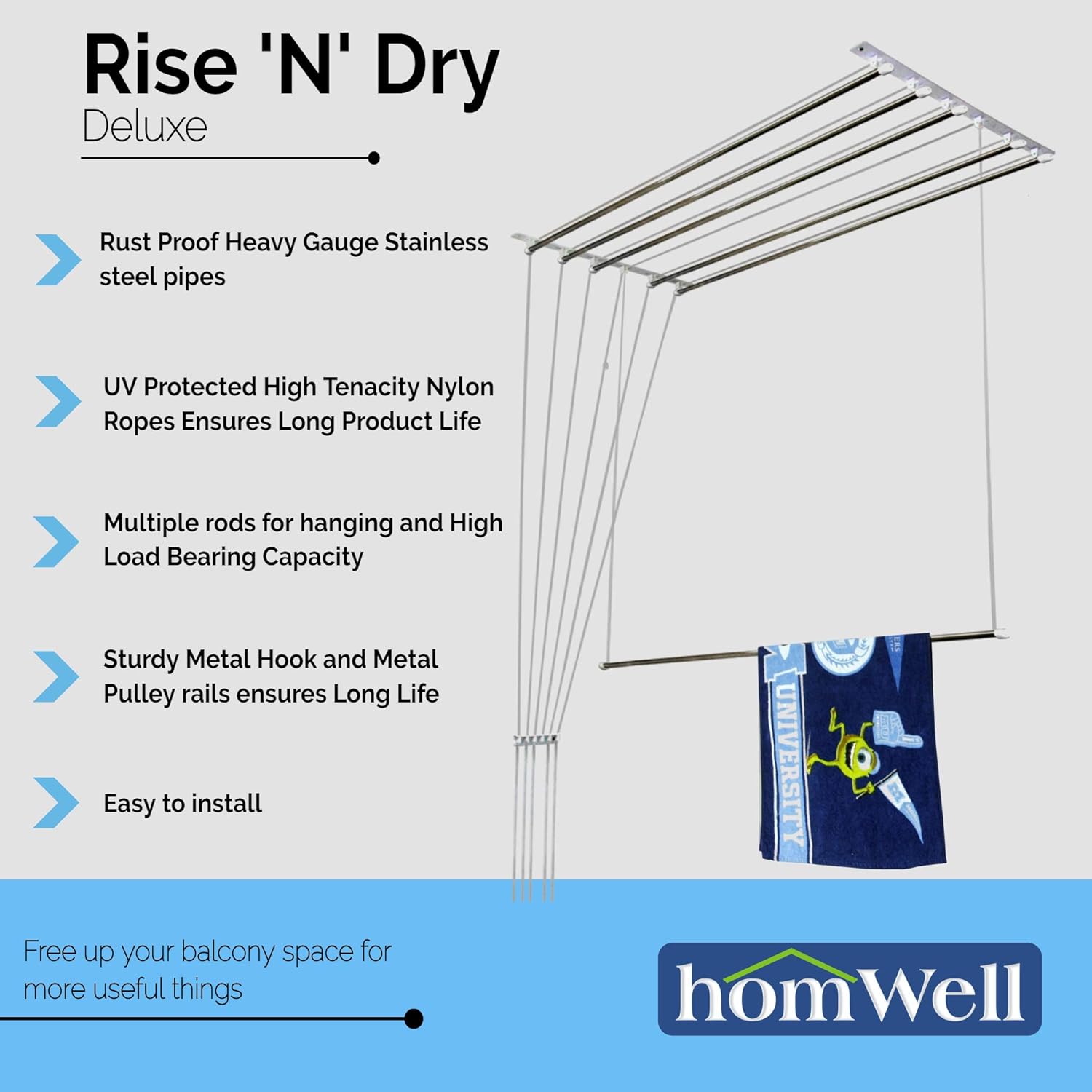 Dry Your Clothes Like a Pro with the Best Cloth Drying Stand in India 6 Homwell Ceiling Clothes Dyrer Hanger