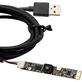 ELP 8mp USB Camera Module with Microphone 4K PC Camera for Computer 2448P Lightburn Camera for Laser Engraver Mini Strip Web Camera CCTV USB Security Camera for Raspberry Pi (64&deg; no Distortion Lens)