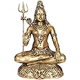 krisha krafts Large Brass Shiva Idol Murti Statue Mahakala Shiv in Meditation Pose Hindu God of Trinity Big Shiva Sitting 22 Inches Home Décor Gift