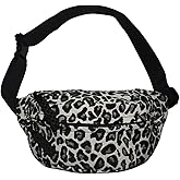 Women'S Leopard Print Waist Bag, Made Of Durable Canvas Material, Can Be Used As A Waist Bag, Crossbody Bag Or Chest Bag. Suitable For Running, Traveling Or Daily Adventures.