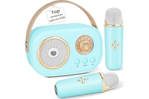 PRUNUS C20 Mini Karaoke Machine, Stocking Stuffers for Teen,White Elephant Gifts, for 3-12+ Years Old, Portable Bluetooth Spe