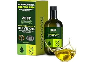 Polyphenol Rich Olive Oil Extra Virgin by Zest Delites, Up To 770 mg/kg High Polyphenol Olive Oil, Cold Pressed EVOO, Heart &
