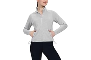 MIER Womens Athletic Jackets Light Weight Cropped Zip Up Workout Running Jacket UPF 50+ Full Zip UV Shirts with Pockets
