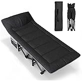 ATORPOK Camping Cot for Adults Most Comfortable with Pad and Pillow, Portable Folding Bed for Sleeping with Mattress Supports