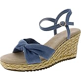 Anne Klein Womens Wheatley Faux Leather Sandal Wedge Heels