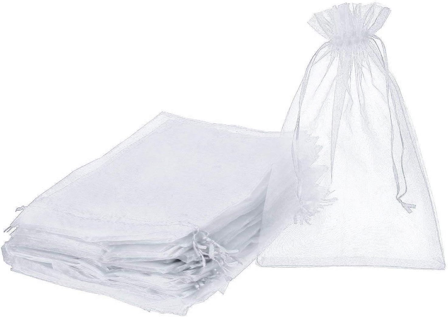 Sunnysam Pack of 50 Organza Gift Bags, 20 x 30 cm/7.9 x 11.8 Inches, Jewellery Drawstring Bags for Birthday and Wedding Party - Image 4