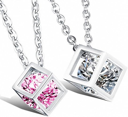 Amazon Mfys Jewelry ペアネックレス ファッション メンズ レディース 愛 恋 カップル ペンダント ルービック キューブ クリスタル ネックレス ギフトボックスを提供 ネックレス 通販