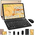 SEBBE Tablet 10 Inch, 2025 Android 13, 12GB RAM + 128GB ROM TF 1TB, Octa-Core 2.0 GHz, Bluetooth 5.0 | 5G WiFi | 6000mAh | 1280 * 800 | 5MP+8MP, with Keyboard and Mouse Gold