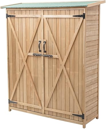 Amazon Com Outdoor Fir Wood 64 Garden Storage Shed Cabinet