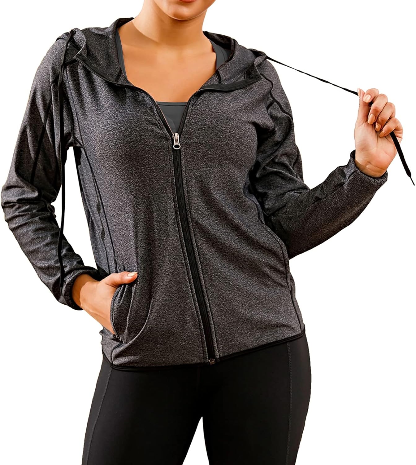 Ecupper Womens Athletic Jackets Full Zip Up Sports Hoodie Lightweight