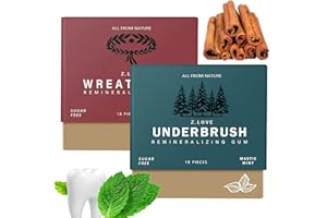 VIVOUNITY Underbrush Remineralizing Chewing Gum, Organic Natural Mastic Mint Underbrush Gum Sugar-Free Freshen Breath for Teeth & Gum Health Enamel Care 2 Boxes (Mixed Pack)