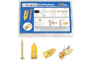 Kadrick 170Pcs Self Drilling Drywall Anchors with Screws，Zinc Plated Steel,2024 Upgraded Hollow Wall Anchors and Screws Kit, Easy Application No Drill or Holes in Wall(85 Anchors and 85 Screws)