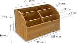 Osco Bamboo 5-Compartment Desk Organiser - Slim Wooden Stationery Holder view 3